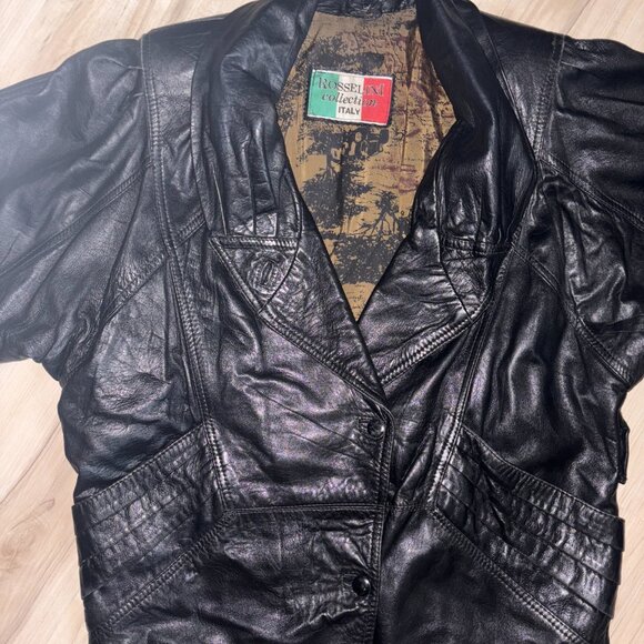 Vintage Rosselini Black Genuine Leather Jacket S - Picture 4 of 13